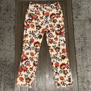 Pilcro Anthropologie Floral Print High Rise Cigarette Jeans